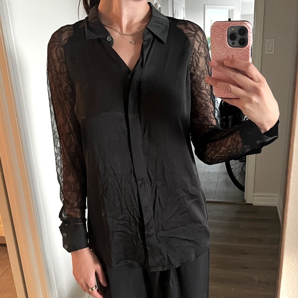 Equipment 100% silk lace sleeve blouse - Picture 3 of 9